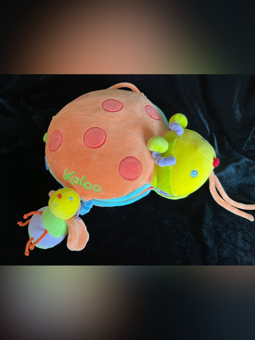 KALOO plush ladybug Activity Baby Toy Crinkle Mirror Bug Theme Colorful
